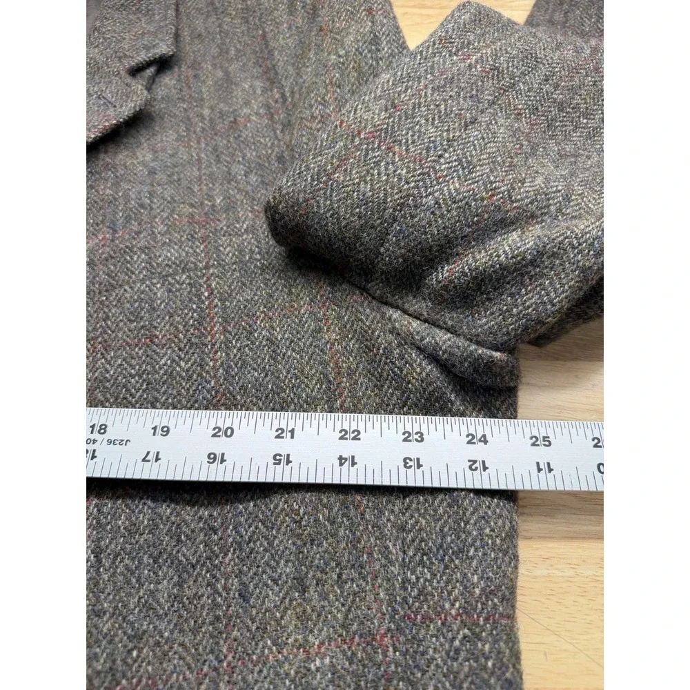Norm Thompson‎ Tweed Shooting Blazer 48R Brown Herringbone Wool Elbow Patch VTG